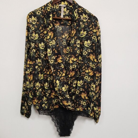 Intimately Free People Womens Elsa Printed Floral Bodysuit Size L Bohemian - Picture 1 of 11
